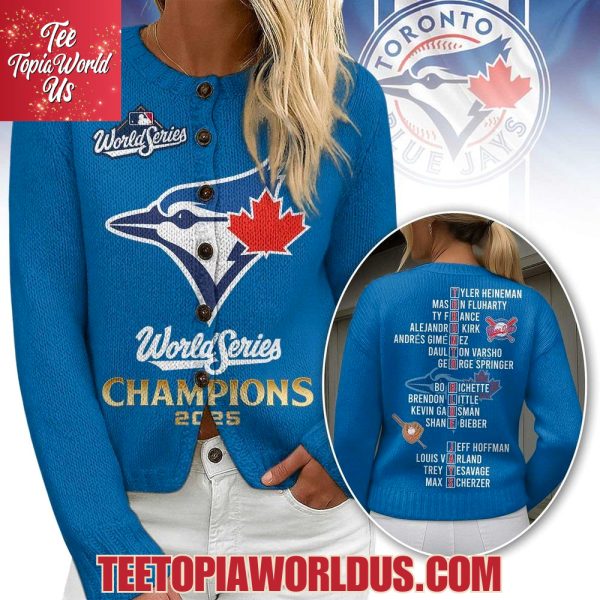 Toronto Blue Jays World Series Champions 2025 Knitted Cardigan Jacket
