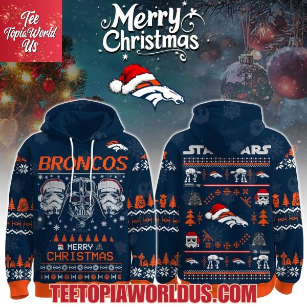 Unisex Broncos Merry Christmas The Force Edition Hoodie
