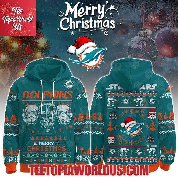 Unisex Dolphins Merry Christmas The Force Edition Hoodie