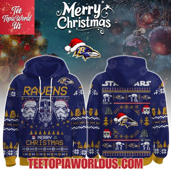 Unisex Ravens Merry Christmas The Force Edition Hoodie