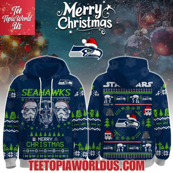 Unisex Seahawks Merry Christmas The Force Edition Hoodie