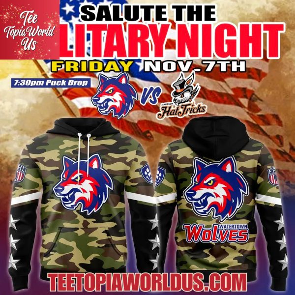 Watertown Wolves Military Night Hoodie 2025